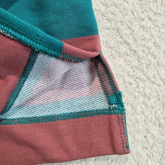 NEW Wishlist Teal Striped T-shirt Floral Contrast Sleeve Oversized Boxy Sz S - Picture 5 of 9